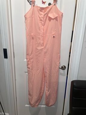 Peach Utility Jumpsuit for Women - Sleeveless Casual Overalls